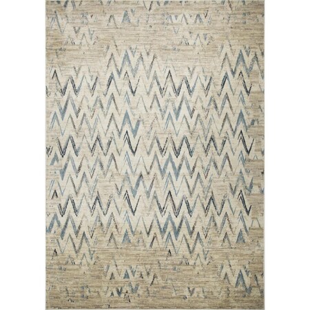 Palacedesigns 8 x 11 ft. Beige & Blue Distressed Chevron Area Rug - Ivory PA3684185